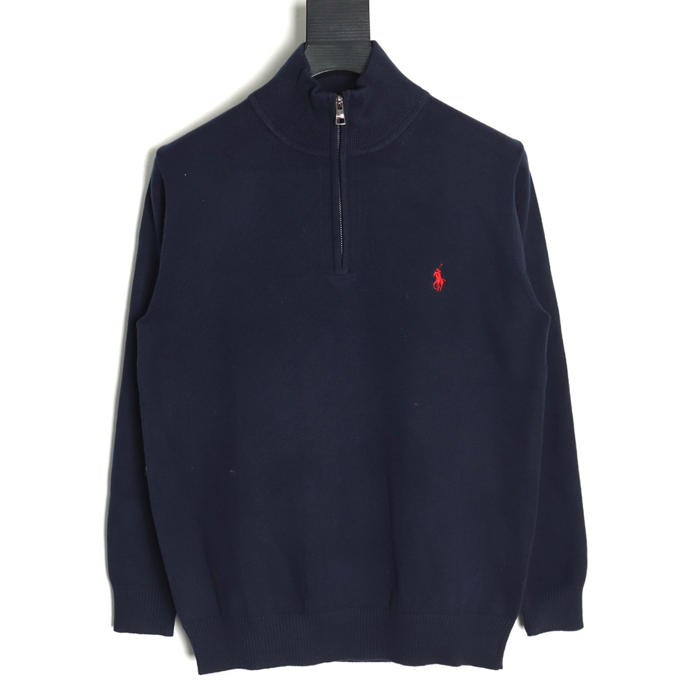 Ralph Lauren classic warhorse logo embroidery half-zip knitted sweater