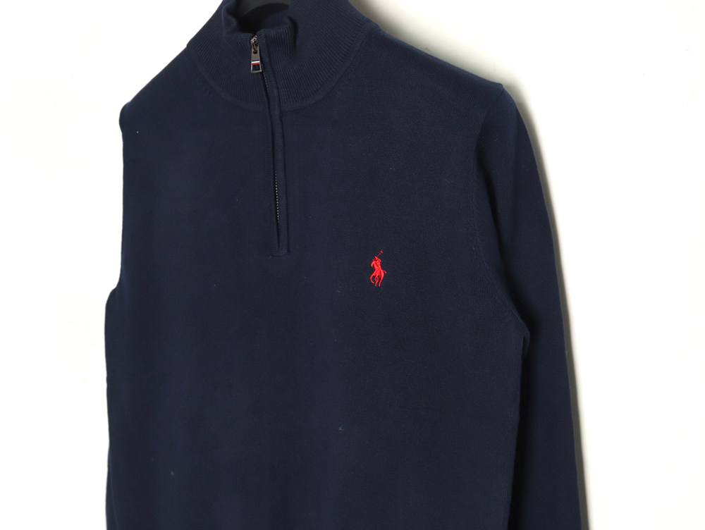 Ralph Lauren classic warhorse logo embroidery half-zip knitted sweater