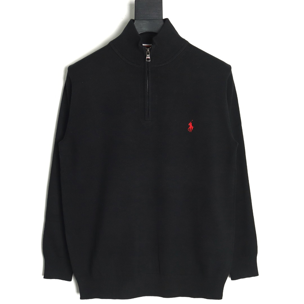 Ralph Lauren classic warhorse logo embroidery half-zip knitted sweater TSK1