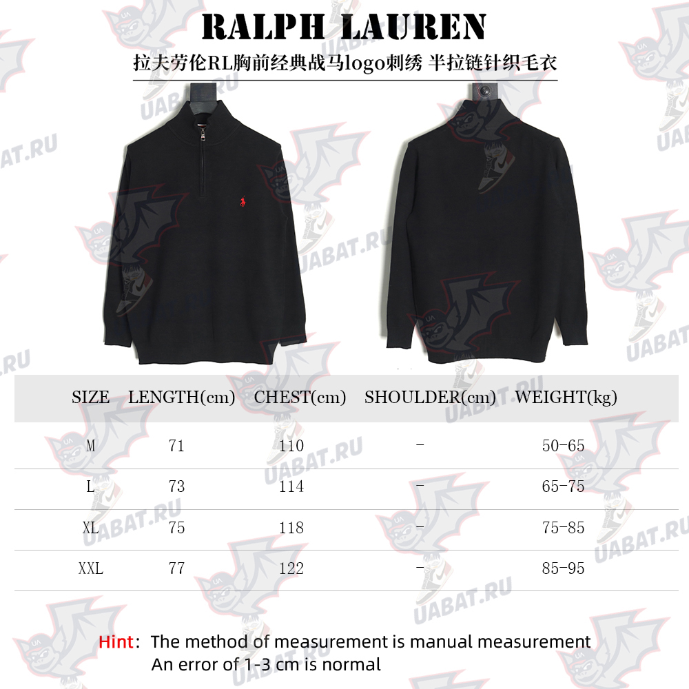 Ralph Lauren classic warhorse logo embroidery half-zip knitted sweater TSK1