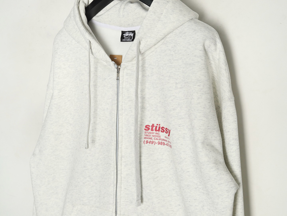 Stussy co-branded elements Logo plus velvet hooded zipper jacket