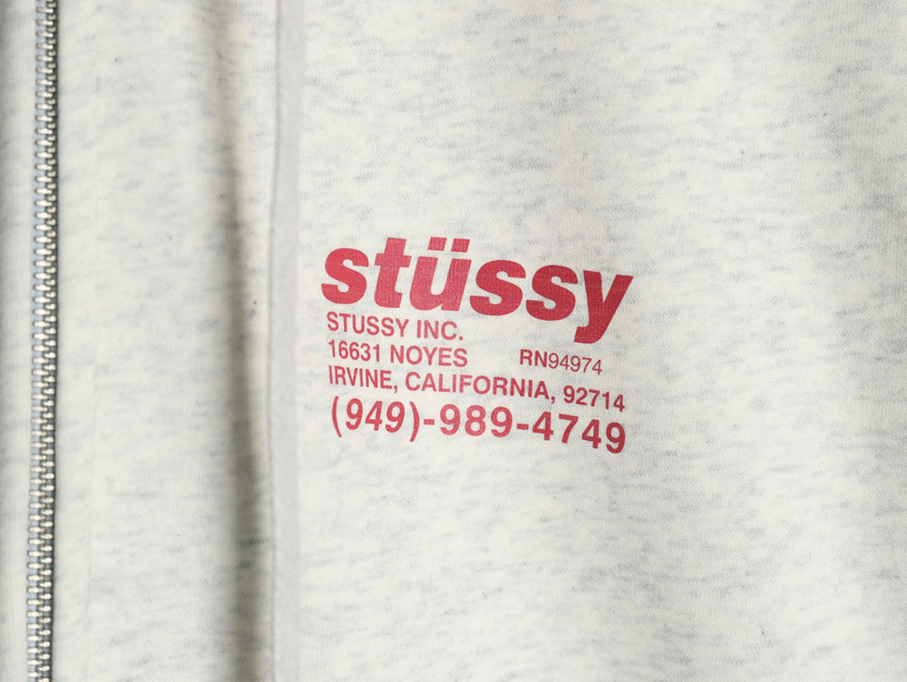 Stussy co-branded elements Logo plus velvet hooded zipper jacket