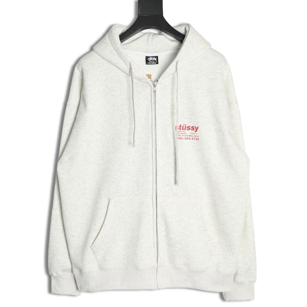 Stussy co-branded elements Logo plus velvet hooded zipper jacket