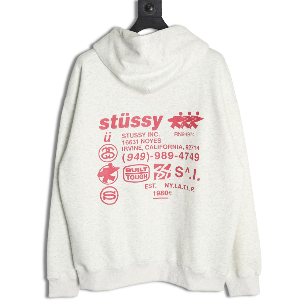Stussy co-branded elements Logo plus velvet hooded zipper jacket