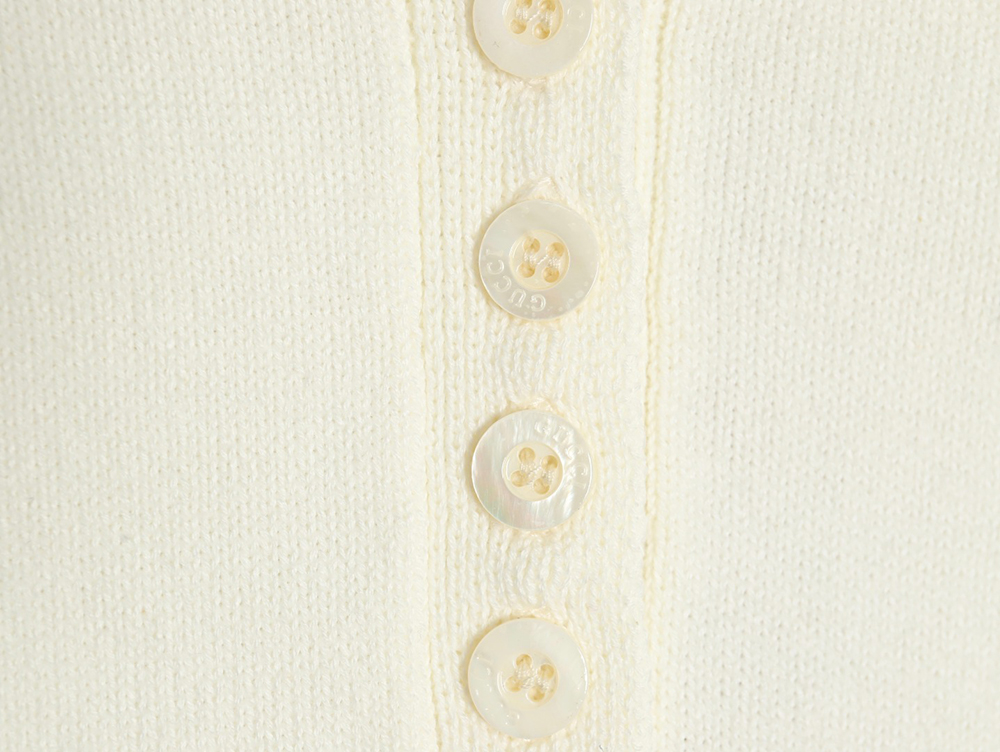 G*u*i double g embroidered lapel half-breasted wool knit sweater