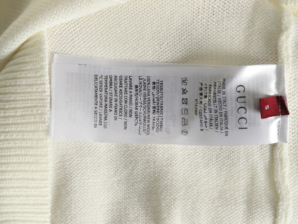 G*u*i double g embroidered lapel half-breasted wool knit sweater