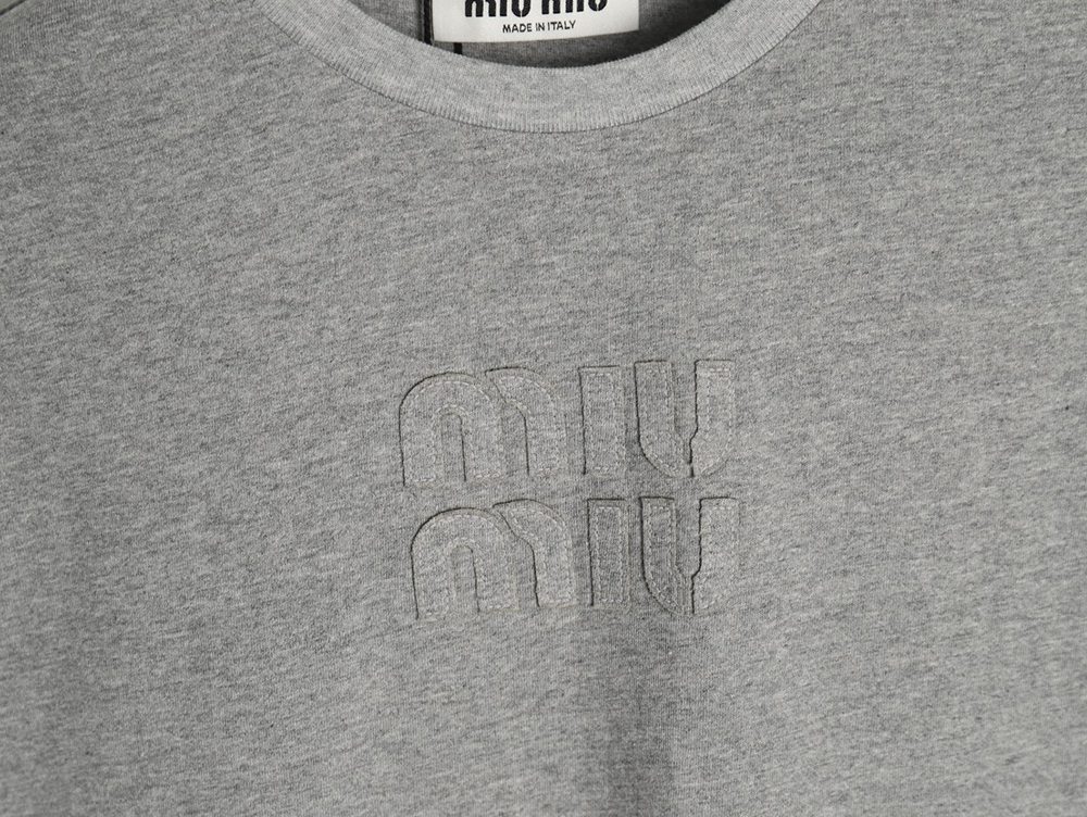 Miu Miu Embroidered Cotton Long Sleeve T-Shirt TSK1