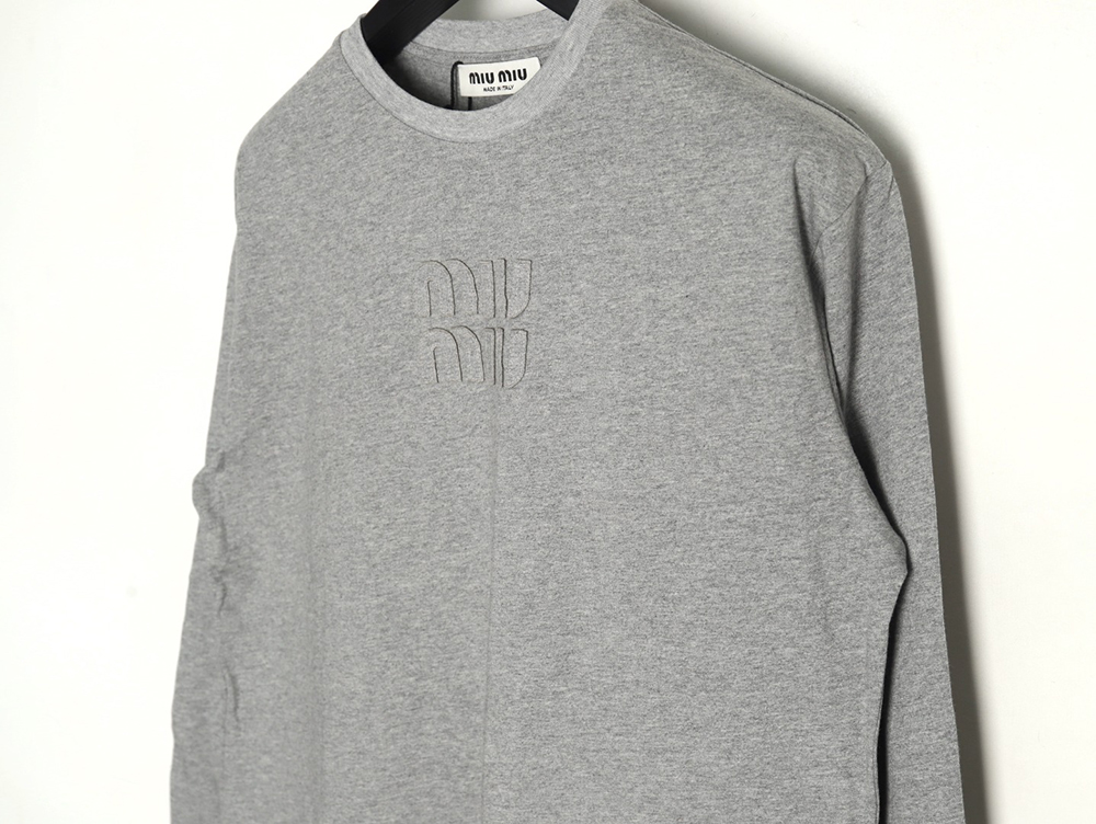 Miu Miu Embroidered Cotton Long Sleeve T-Shirt TSK1