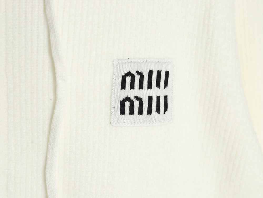 Miu Miu logo embroidered zip-up hooded sweater