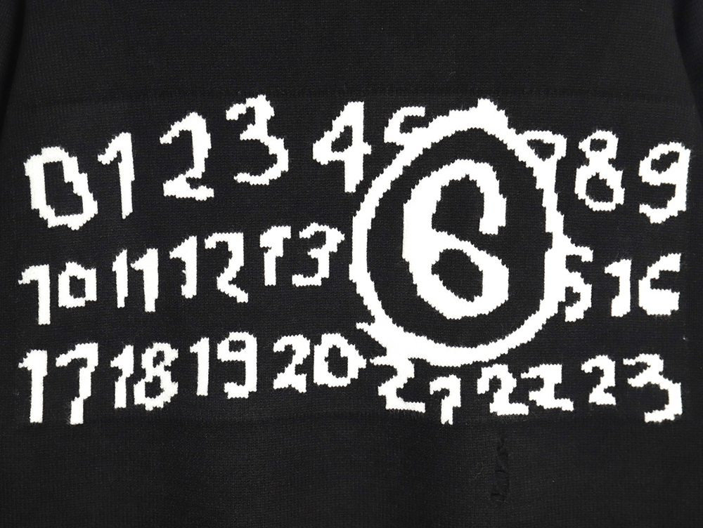 ma*s*n Ma*i*la numbers distressed knitted crewneck sweater