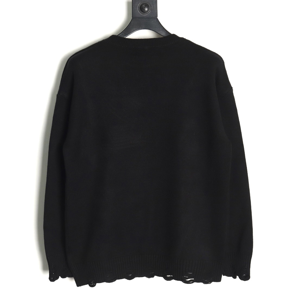 ma*s*n Ma*i*la numbers distressed knitted crewneck sweater