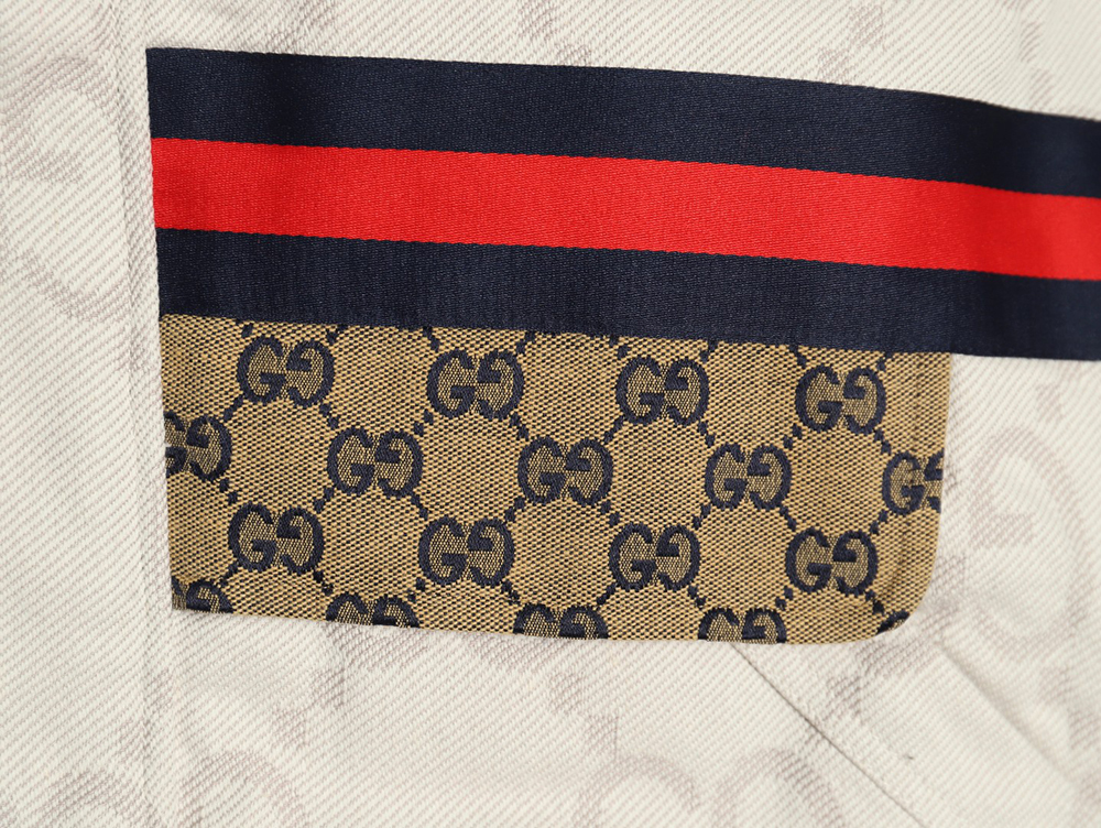 G*u*i double g all-over jacquard patchwork ivory denim jacket