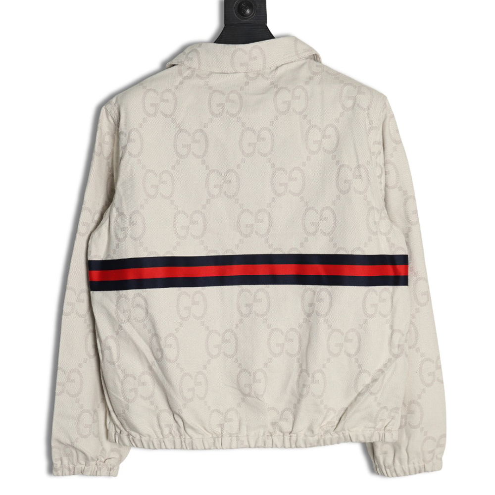 G*u*i double g all-over jacquard patchwork ivory denim jacket