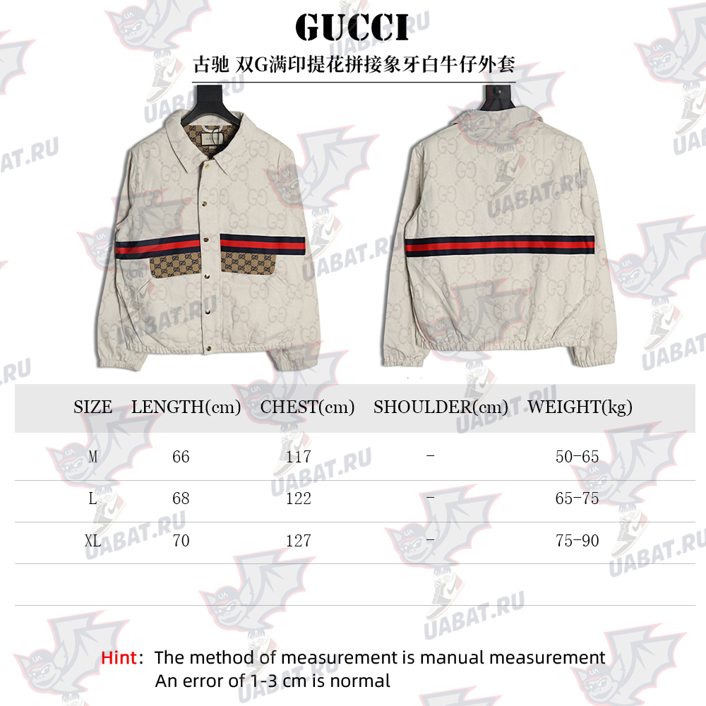 G*u*i double g all-over jacquard patchwork ivory denim jacket