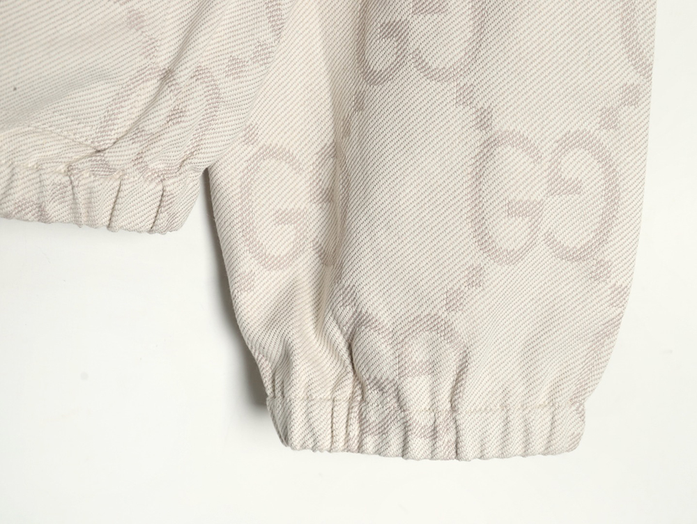 G*u*i double g all-over jacquard patchwork ivory denim jacket