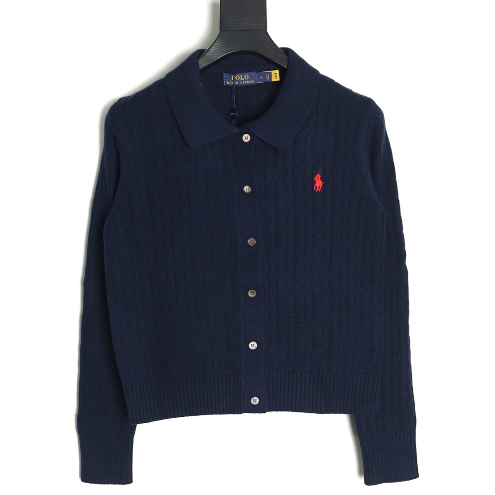 Ralph Lauren Classic Cable Lapel Knit Cardigan TSK1