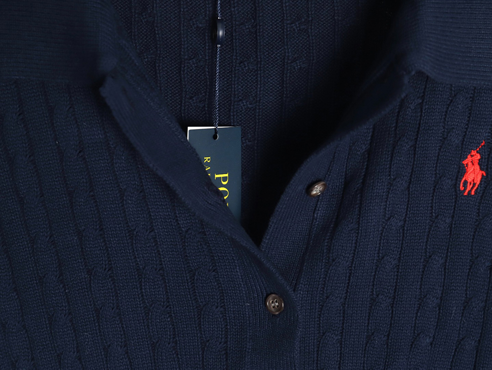 Ralph Lauren Classic Cable Lapel Knit Cardigan TSK1