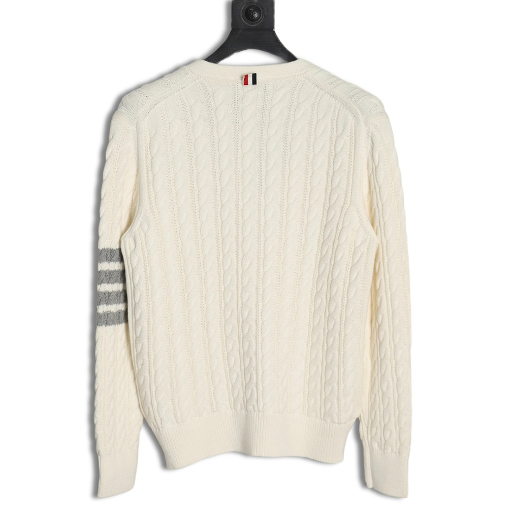 Thom Browne four-strip cable cardigan