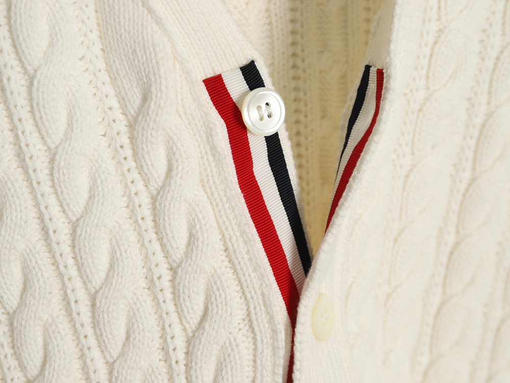 Thom Browne four-strip cable cardigan