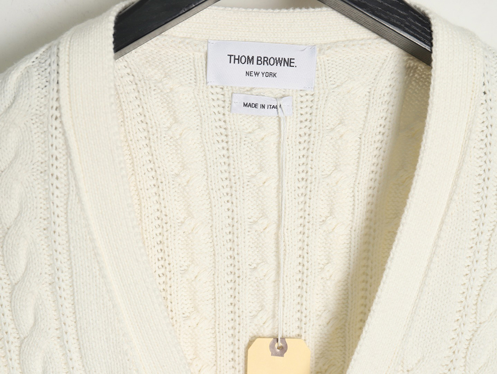 Thom Browne four-strip cable cardigan