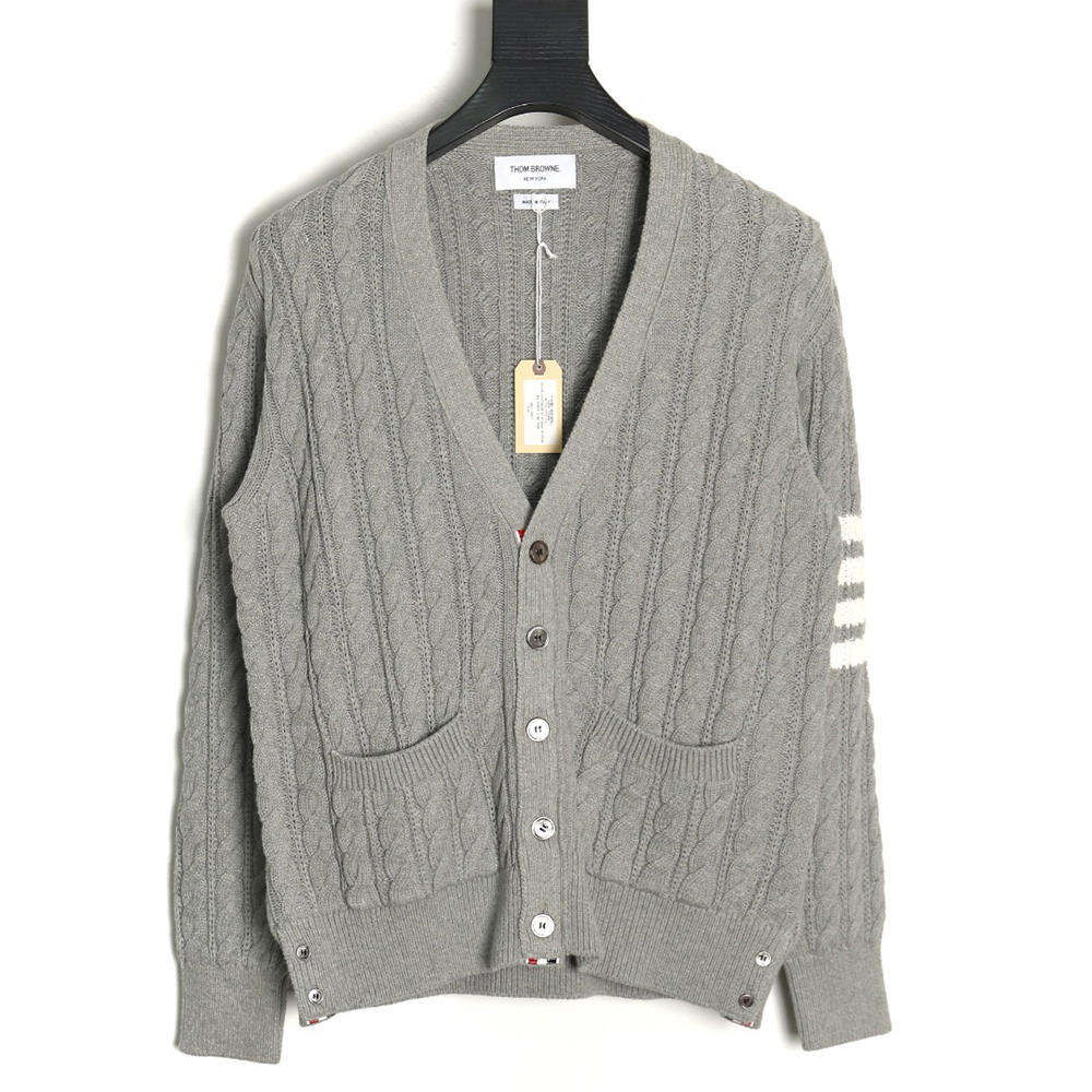 Thom Browne four-strip cable cardigan TSK1