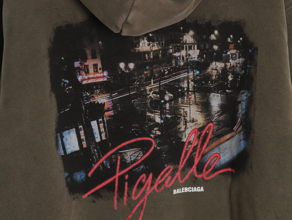 Ba*len*cia*ga parking lot night view fleece hoodie