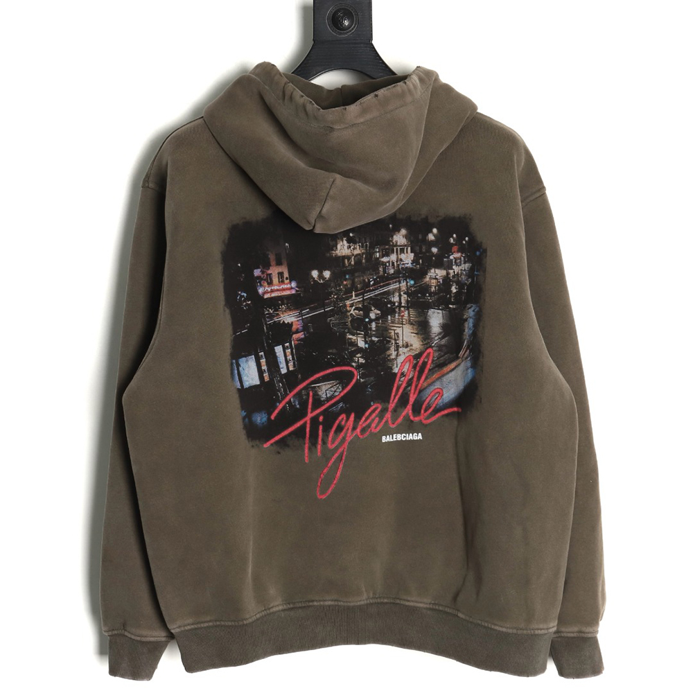 Ba*len*cia*ga parking lot night view fleece hoodie