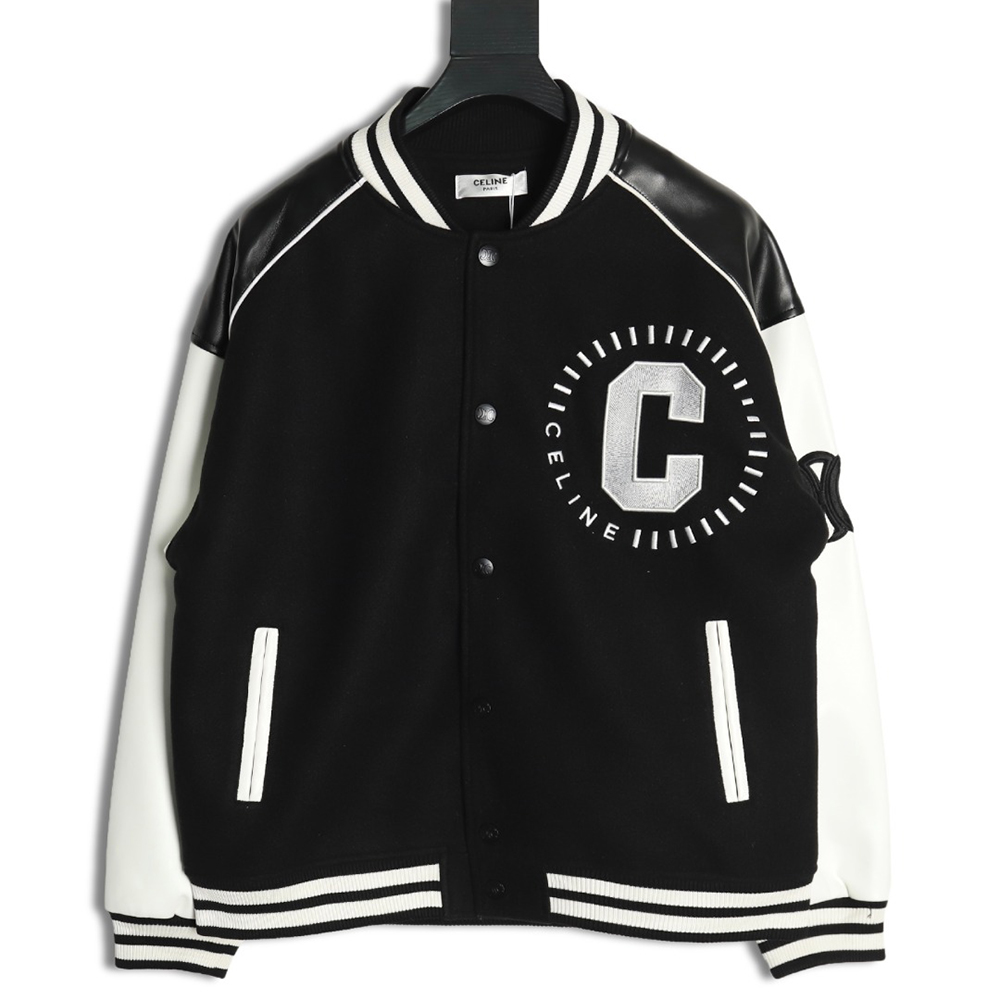 Ce**e patchwork embroidered baseball jacket