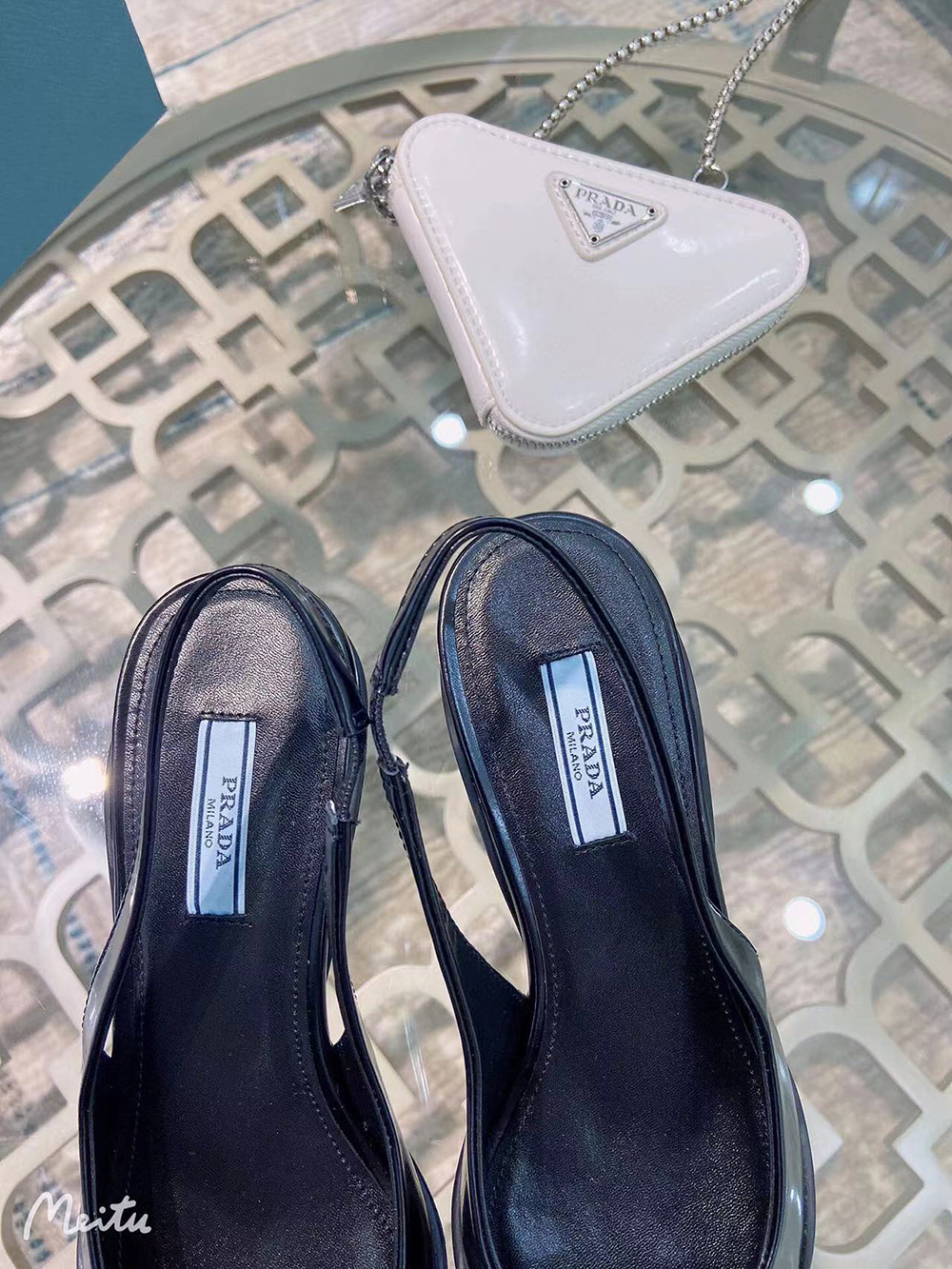 Prada Patent leather slingback pumps height:3cm