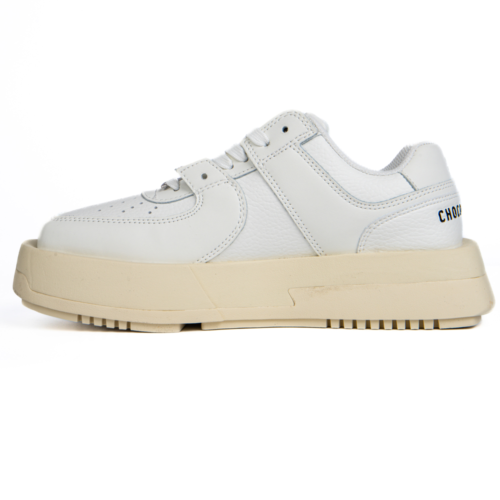 Choco Concert Cow Leather Stylish Skateboarding Shoes White