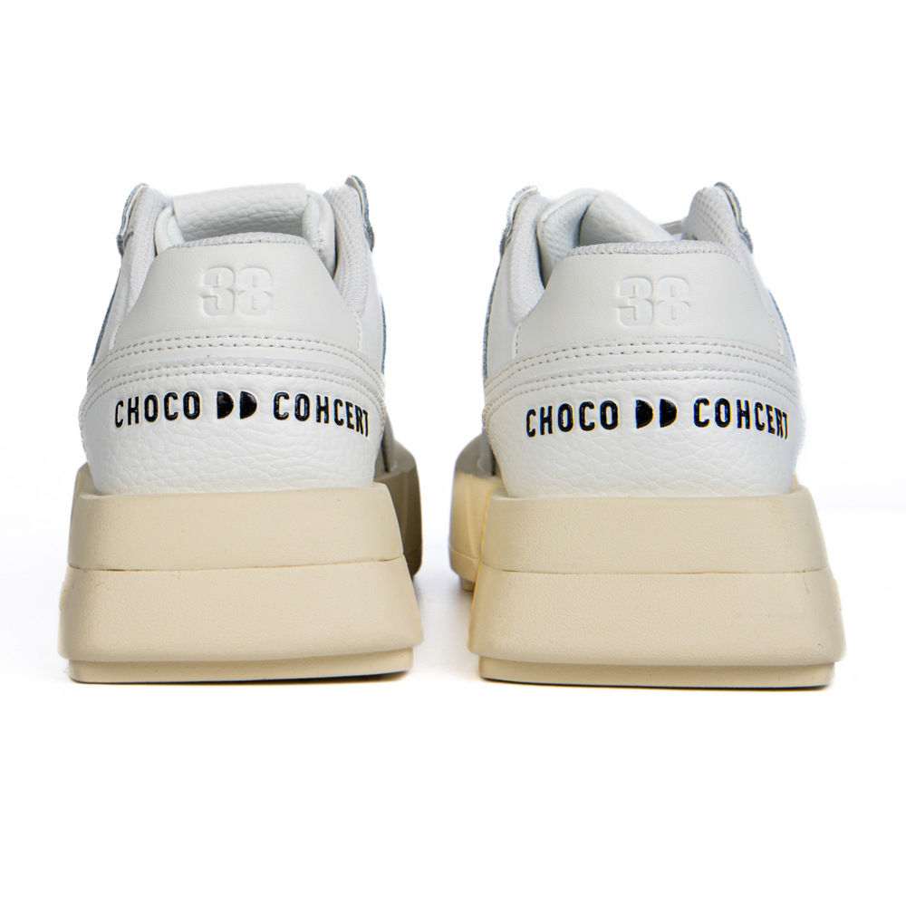 Choco Concert Cow Leather Stylish Skateboarding Shoes White