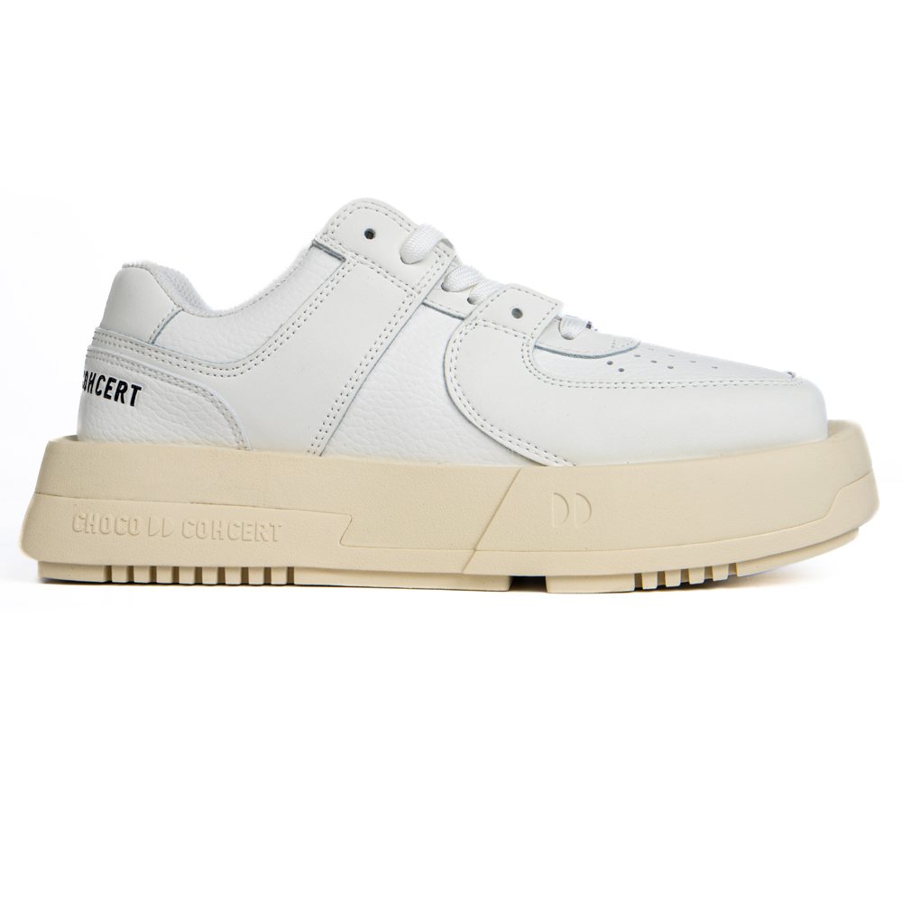 Choco Concert Cow Leather Stylish Skateboarding Shoes White