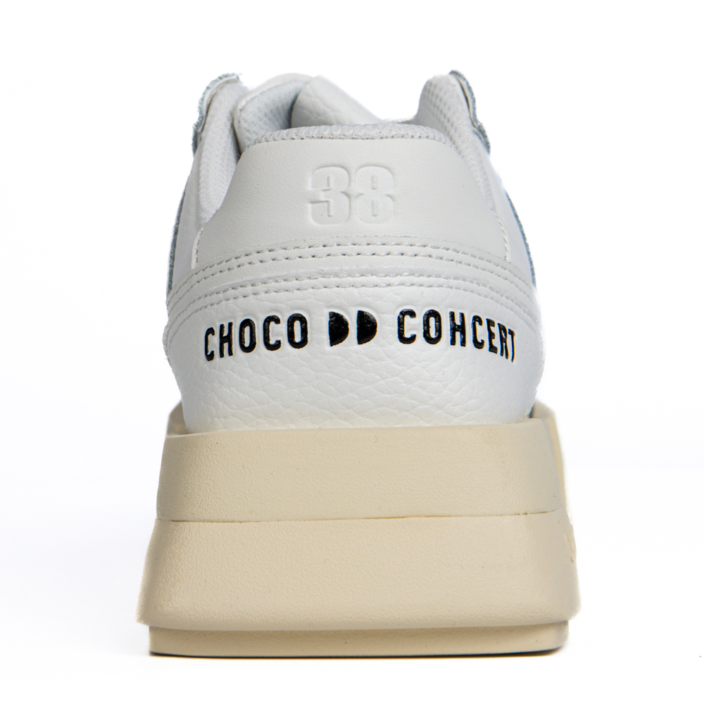 Choco Concert Cow Leather Stylish Skateboarding Shoes White