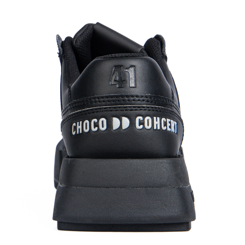 Choco Concert Cow Leather Stylish Skateboarding Shoes Black