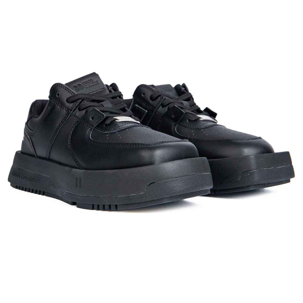 Choco Concert Cow Leather Stylish Skateboarding Shoes Black