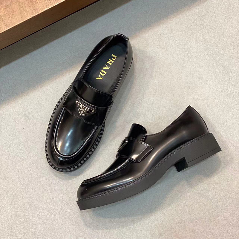 Pra*a chocolate brushed leather loafers