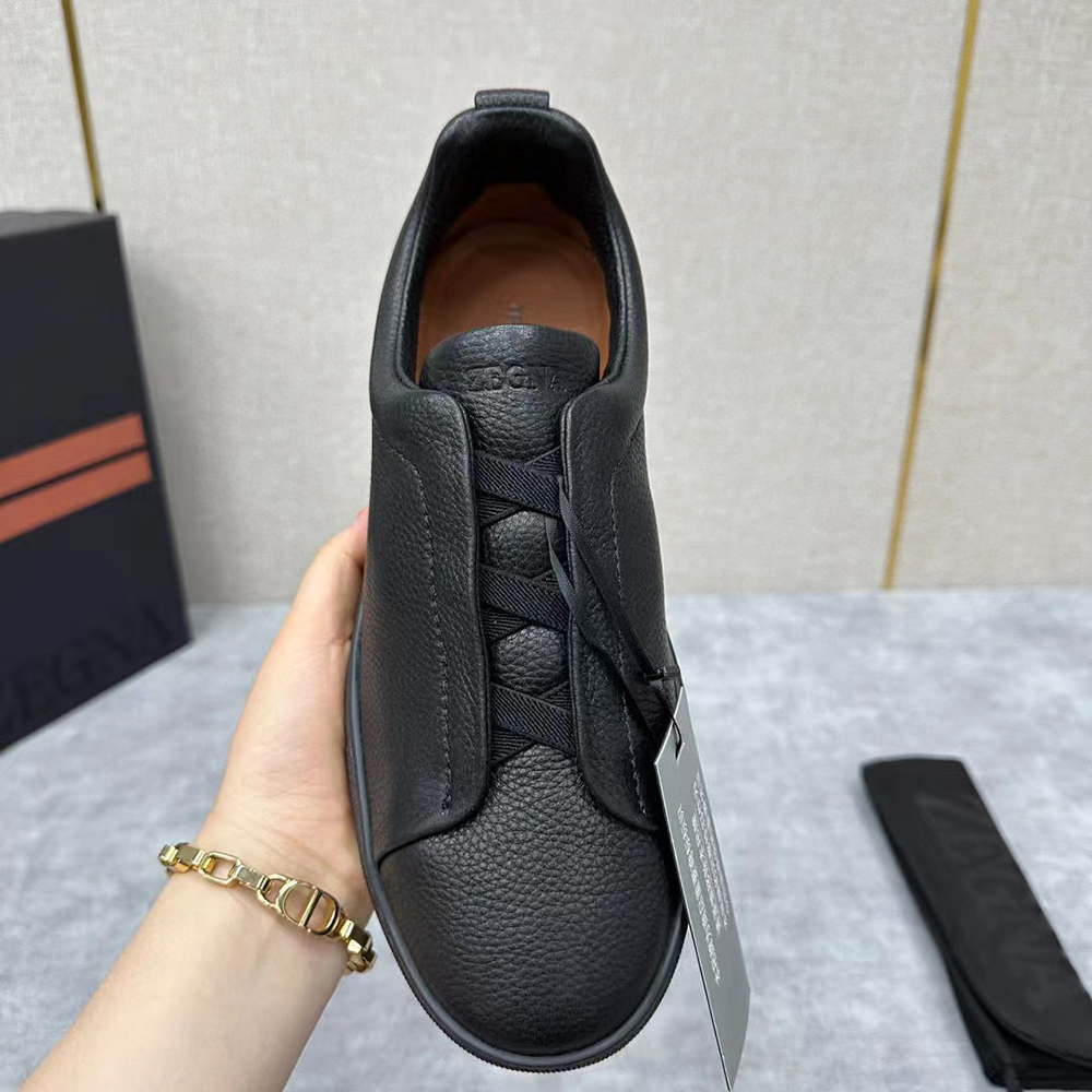 Zegna Black Deerskin Triple Stitch? Sneakers