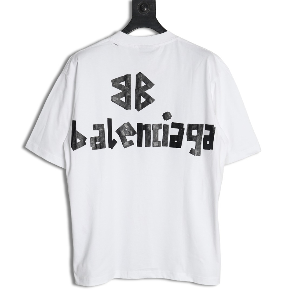 Ba*len*cia*ga tape print short sleeve t-shirt tsk8