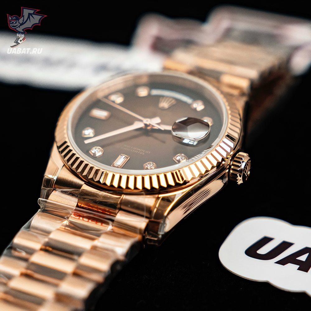 R*l*x - daydate 36mm flt pres rg/rg brown diam ewf a3255 mod