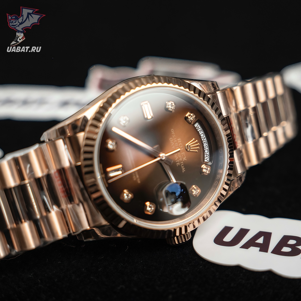 R*l*x - daydate 36mm flt pres rg/rg brown diam ewf a3255 mod