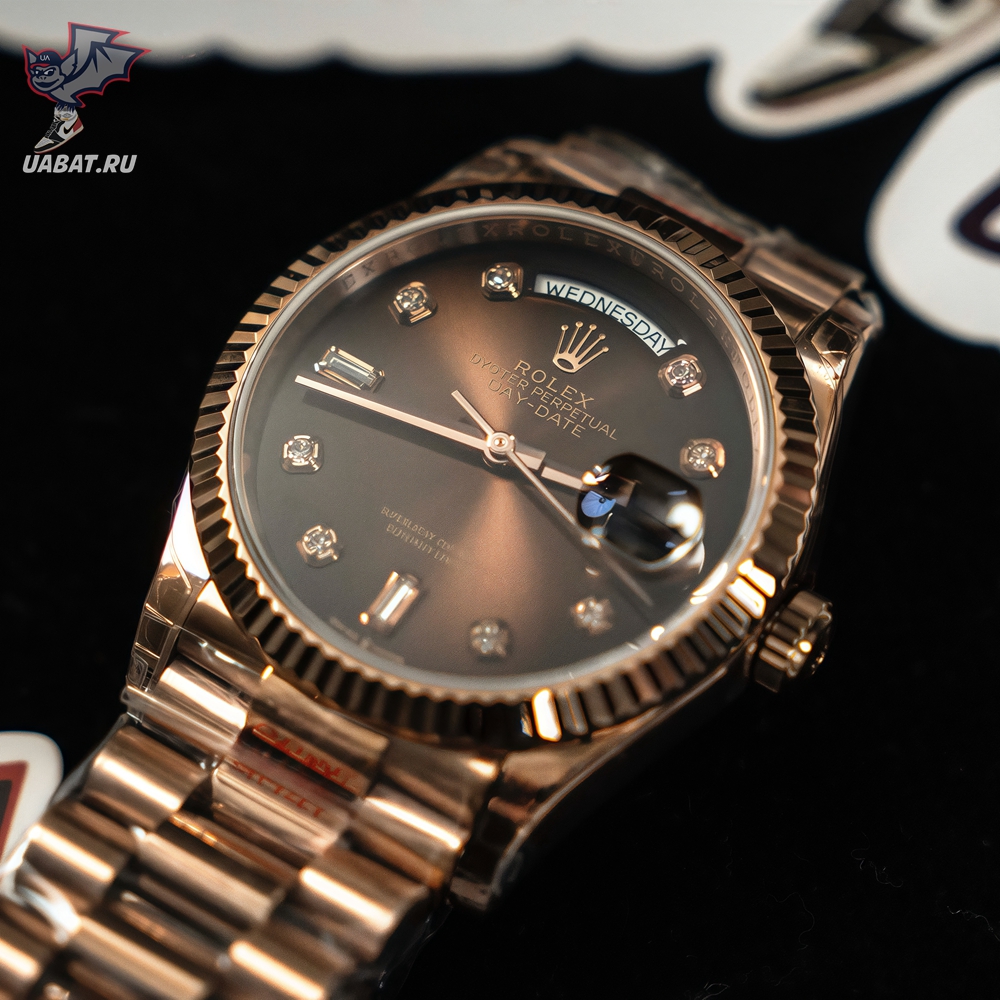 R*l*x - daydate 36mm flt pres rg/rg brown diam ewf a3255 mod