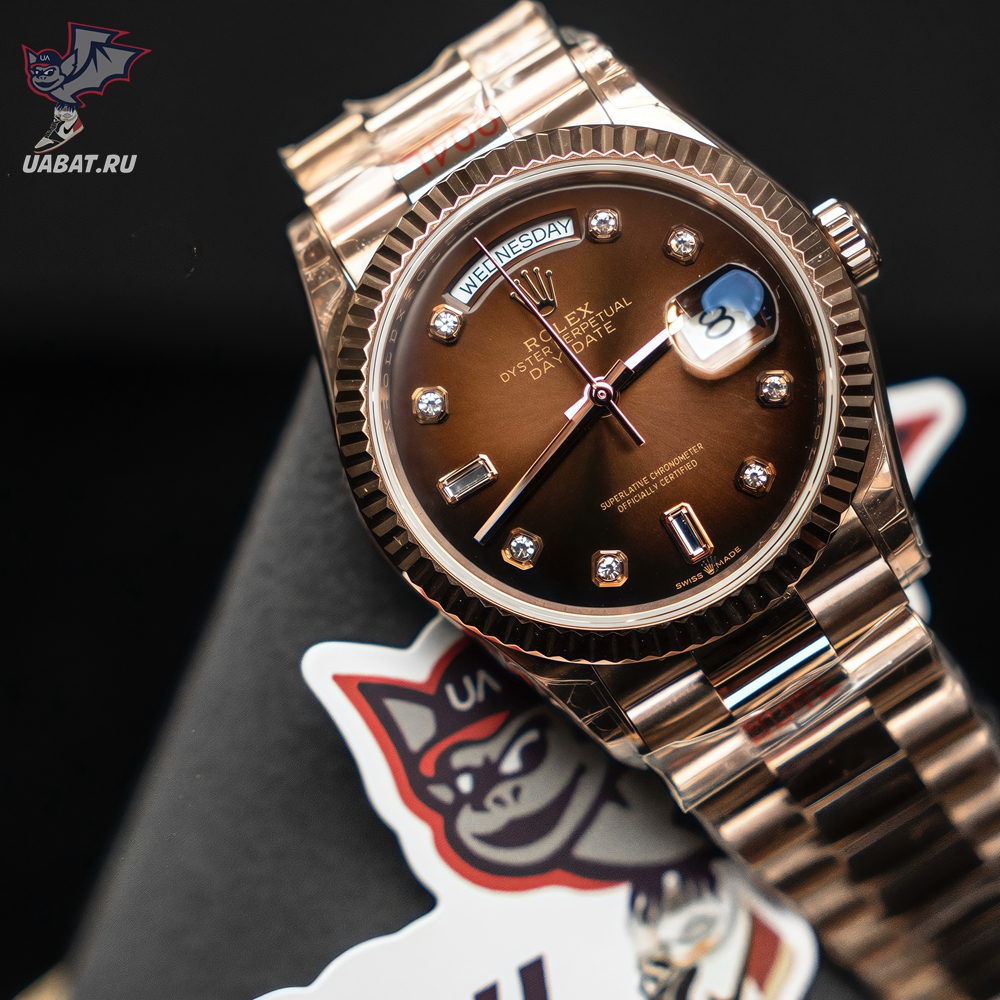 R*l*x - daydate 36mm flt pres rg/rg brown diam ewf a3255 mod