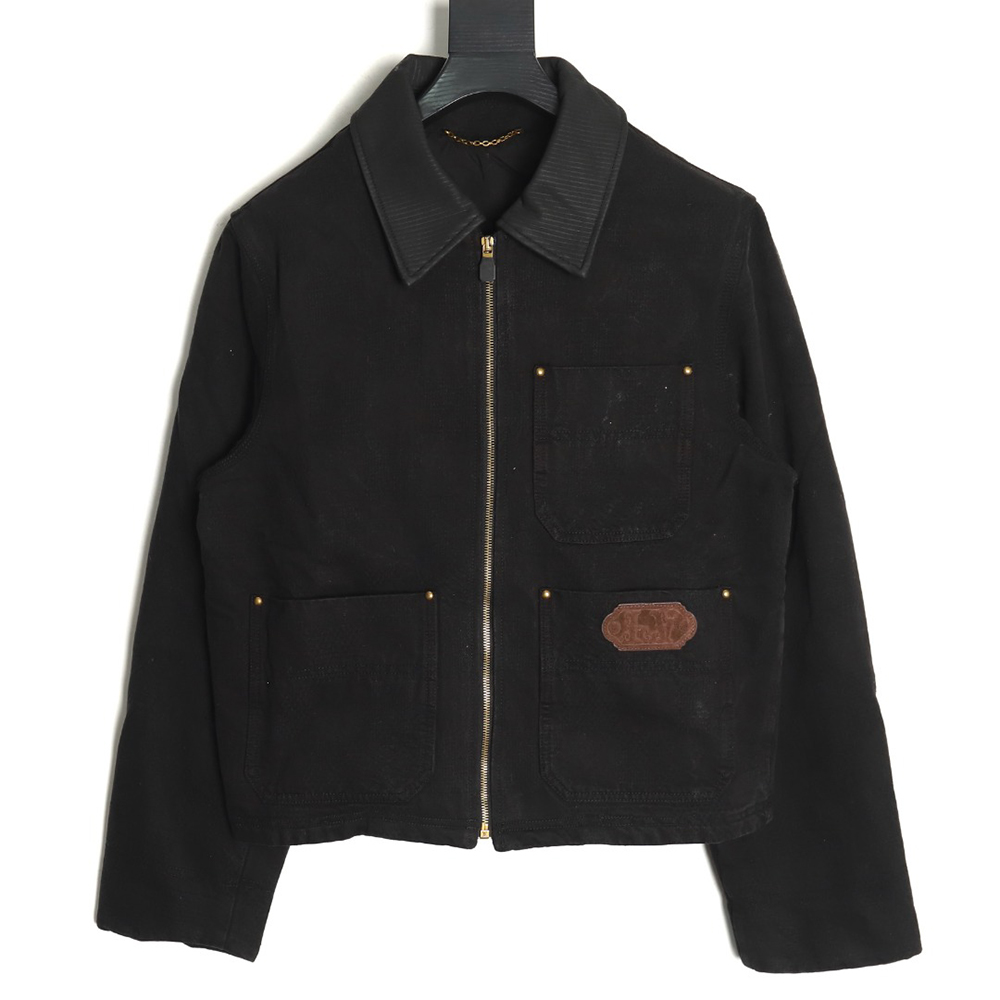 l0*is V*t0n checkerboard workwear tunic jacket coat