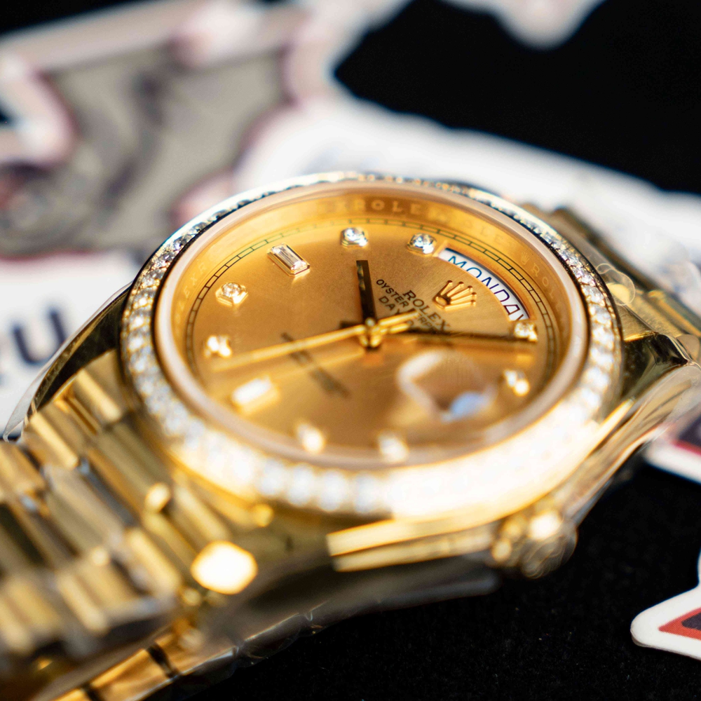 R*l*x - daydate 36mm dia pres yg/yg gold diam ewf a3255 mod