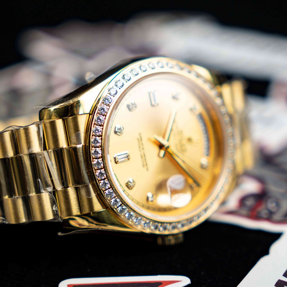 R*l*x - daydate 36mm dia pres yg/yg gold diam ewf a3255 mod