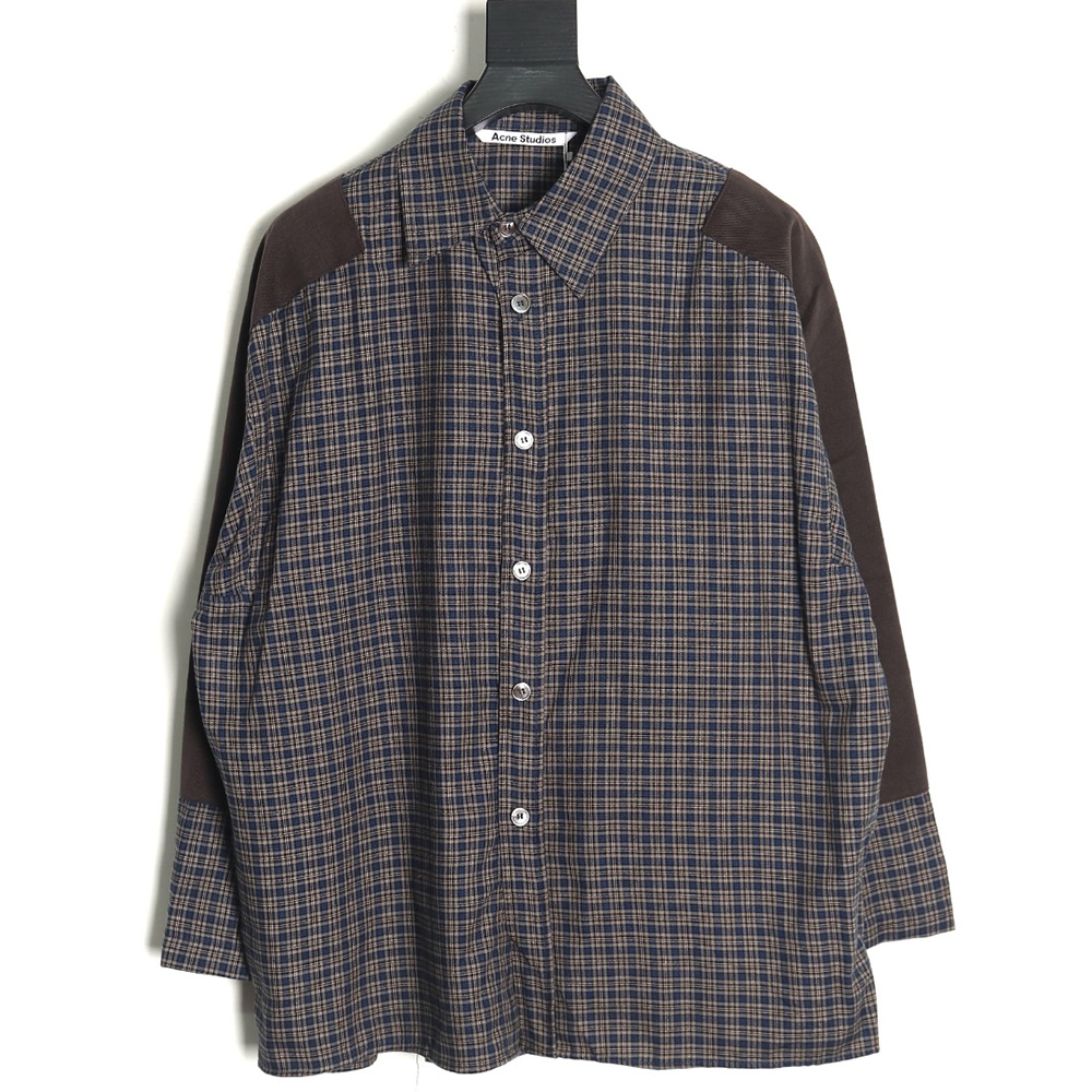Acne studios patchwork check long sleeve shirt