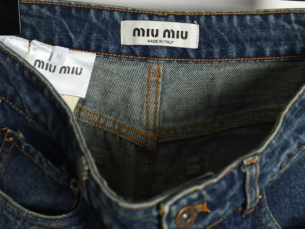 Miu Miu back pocket embroidered logo jeans