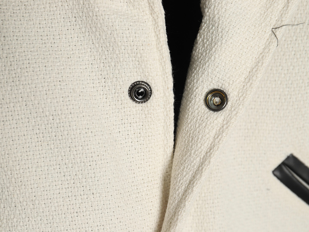 Sa**t Lau*nt paris classic black and white leather baseball collar jacket