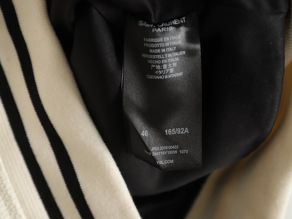 Sa**t Lau*nt paris classic black and white leather baseball collar jacket