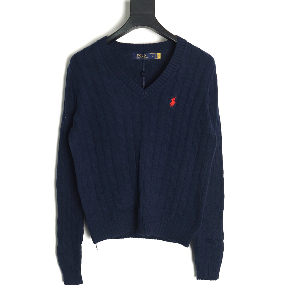 Ralph Lauren Classic Women''s Cable Knit V-Neck Sweater